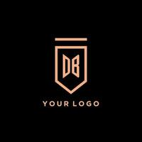 DB monogram initial with shield logo design icon vector