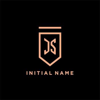 JS monogram initial with shield logo design icon vector