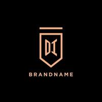 OI monogram initial with shield logo design icon vector