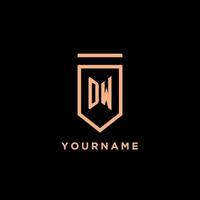 OW monogram initial with shield logo design icon vector