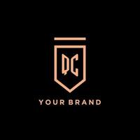 QC monogram initial with shield logo design icon vector