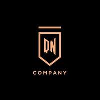 QN monogram initial with shield logo design icon vector