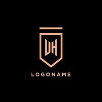 UH monogram initial with shield logo design icon vector