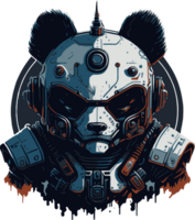 testa di cyborg panda cartone animato con ai generativo png