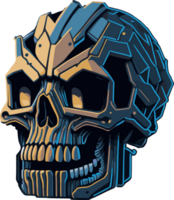 cyborg cranio cartone animato etichetta con ai generativo png