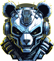 Panda Robot Head Cartoon illustration with png