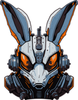 Head of Rabbit Cyborg in Cartoon Style with png