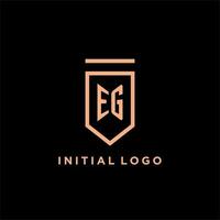EG monogram initial with shield logo design icon vector