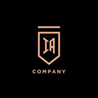 IA monogram initial with shield logo design icon vector
