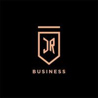 JR monogram initial with shield logo design icon vector