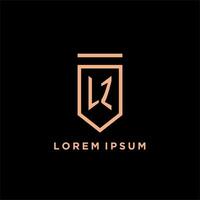 LZ monogram initial with shield logo design icon vector