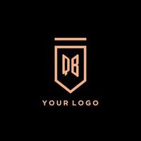 QB monogram initial with shield logo design icon vector