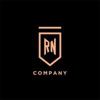 RN monogram initial with shield logo design icon vector