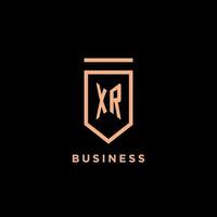 XR monogram initial with shield logo design icon vector