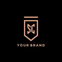 SC monogram initial with shield logo design icon vector