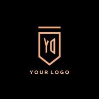 YO monogram initial with shield logo design icon vector
