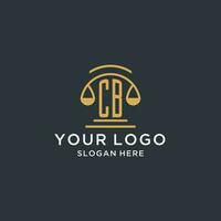 CB initial with scale of justice logo design template, luxury law and attorney logo design ideas vector