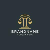 TI initial with scale of justice logo design template, luxury law and attorney logo design ideas vector