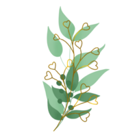 hand- getrokken bruiloft bloemen goud png