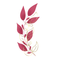 hand drawn wedding floral gold png