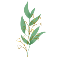 hand- getrokken bruiloft bloemen goud png