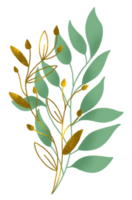 hand- getrokken bruiloft bloemen goud png