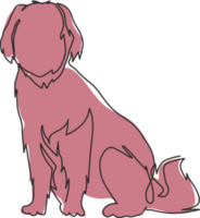 een single lijn tekening van gemakkelijk schattig puppy hond icoon. huisdier winkel logo embleem concept. dynamisch doorlopend lijn trek grafisch ontwerp illustratie png