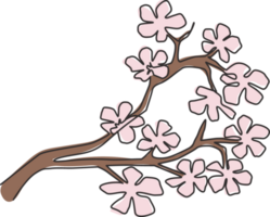 un continu ligne dessin beauté Frais Cerise fleur pour jardin logo. imprimable décoratif Sakura fleur pour Accueil mur décor art affiche imprimer. moderne Célibataire ligne dessiner conception illustration png