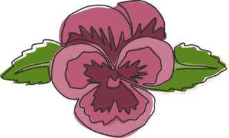 een doorlopend lijn tekening schoonheid vers altviool hybride voor tuin logo. afdrukbare decoratief viooltje bloem voor huis kunst muur decor kunst poster afdrukken. modern single lijn trek ontwerp illustratie png