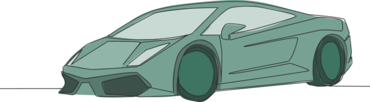 doorlopend lijn tekening van racing en afdrijven elegant sedan sport auto. luxe super auto vervoer concept. een single doorlopend lijn trek ontwerp png