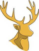 One single line drawing of adorable head deer for company logo identity. Cute reindeer mammal animal mascot concept for public zoo. Trendy continuous line draw design graphic illustration png