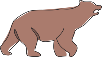 1 contínuo linha desenhando do elegante Urso para companhia logotipo identidade. o negócio ícone conceito a partir de selvagem mamífero animal forma. dinâmico solteiro linha desenhar gráfico Projeto ilustração png