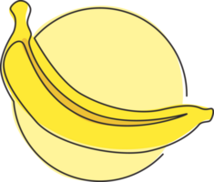 Single one line drawing of whole healthy organic banana for orchard logo identity. Fresh tropical fruitage concept for fruit garden icon. Modern continuous line draw design graphic illustration png