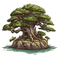 Watercolor painted, tree trim bonsai . png