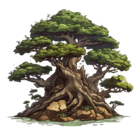 Watercolor painted, tree trim bonsai . png