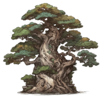 vattenfärg målad, träd trimma bonsai . ai genererad png