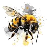 aquarelle abeille nid d'abeille mon chéri fleurs . ai généré png