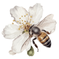 watercolor bee honeycomb honey flowers . png