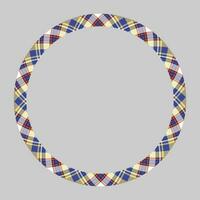 Circle borders and frames vector. Round border pattern geometric vintage frame design. Scottish tartan plaid fabric texture. Template for gift card, collage, scrapbook or photo album and portrait. vector