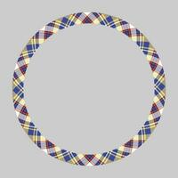 Circle borders and frames vector. Round border pattern geometric vintage frame design. Scottish tartan plaid fabric texture. Template for gift card, collage, scrapbook or photo album and portrait. vector