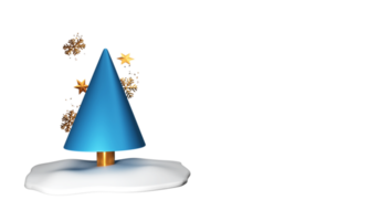 3d jul träd med gyllene snöflingor, stjärnor, snöig. png