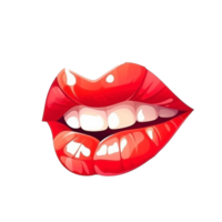 rojo hembra labios, creado con generativo ai png