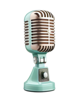 Closeup of vintage microphone on transparent background, created with png