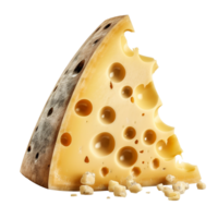 Emmental cheese triangle isolated on transparent background, created with png