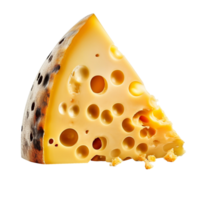 Emmental cheese triangle isolated on transparent background, created with generative AI png