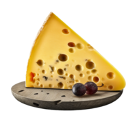 emmental queso triángulo aislado en transparente fondo, creado con generativo ai png