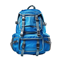 Blue backpack isolated on transparent background, created with png
