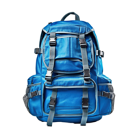 Blue backpack isolated on transparent background, created with png