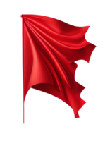 rojo seda bandera con pliegues en transparente fondo, creado con generativo ai png