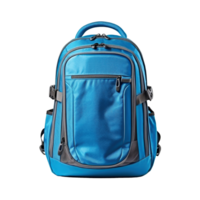 Blue backpack isolated on transparent background, created with png